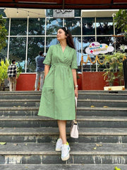Beautiful summer cotton-slub fabric midi-dress - Eraya