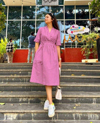 Beautiful summer cotton-slub fabric midi-dress - Eraya