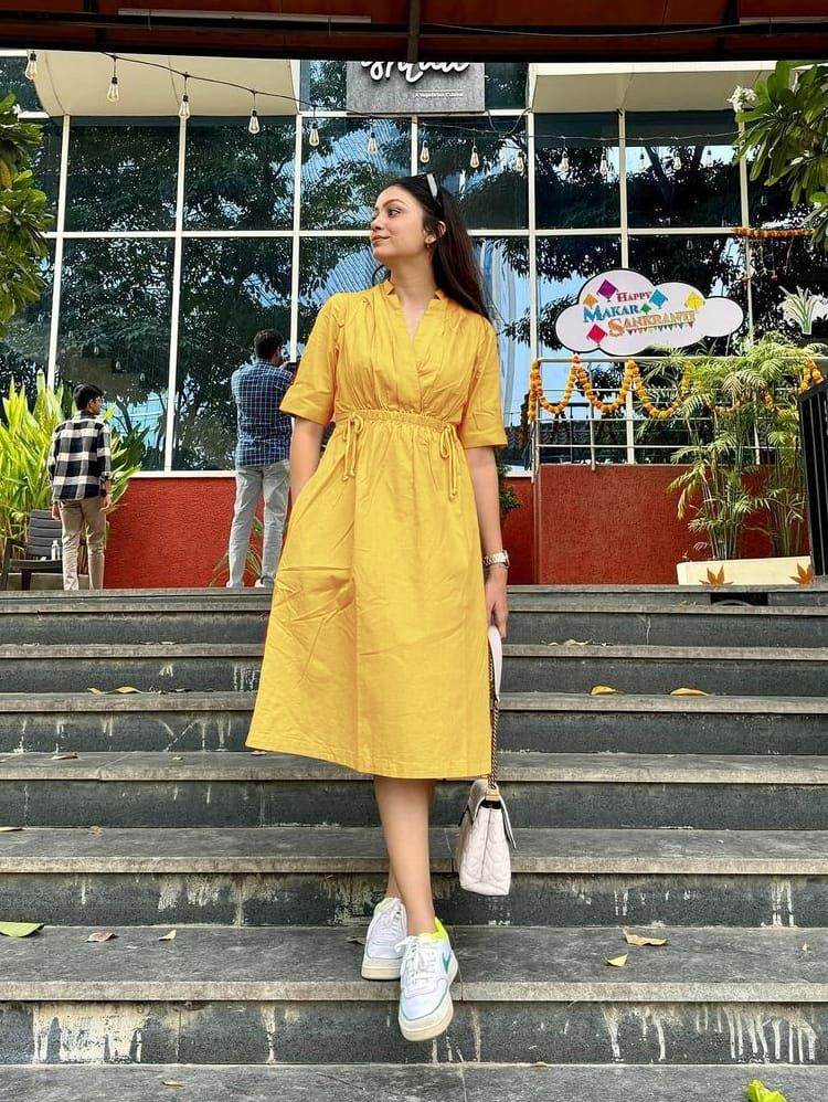 Beautiful summer cotton-slub fabric midi-dress - Eraya