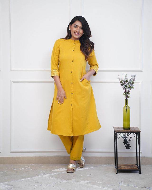 Summer special yellow cotton co-ord set - Eraya