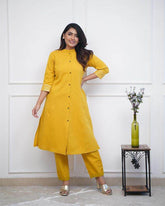 Summer special yellow cotton co-ord set - Eraya