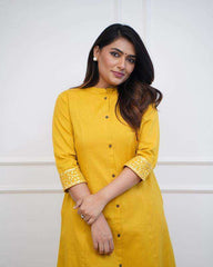 Summer special yellow cotton co-ord set - Eraya