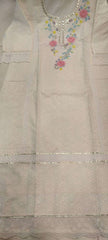 Premium authentic chikan schiffli cotton fabric kurti set - Eraya