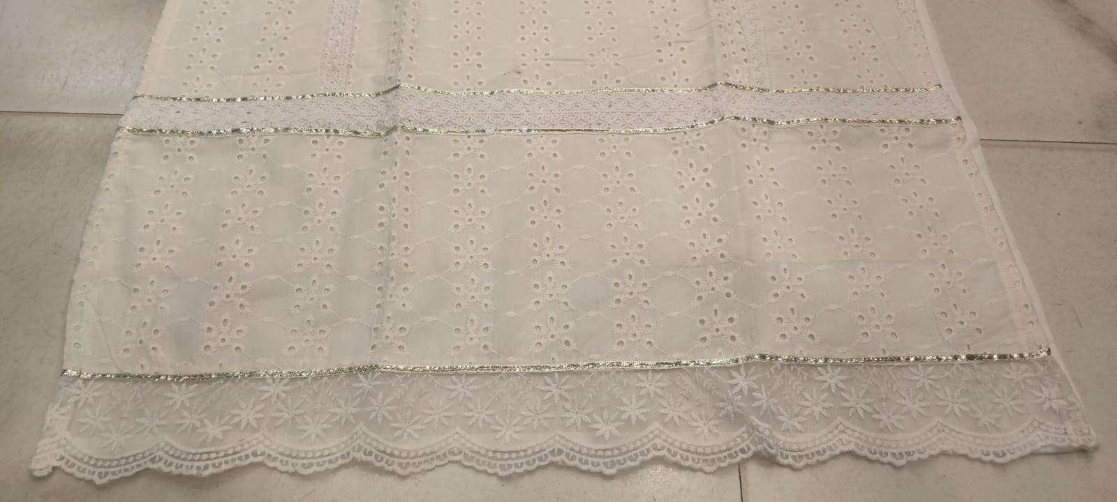 Premium authentic chikan schiffli cotton fabric kurti set - Eraya