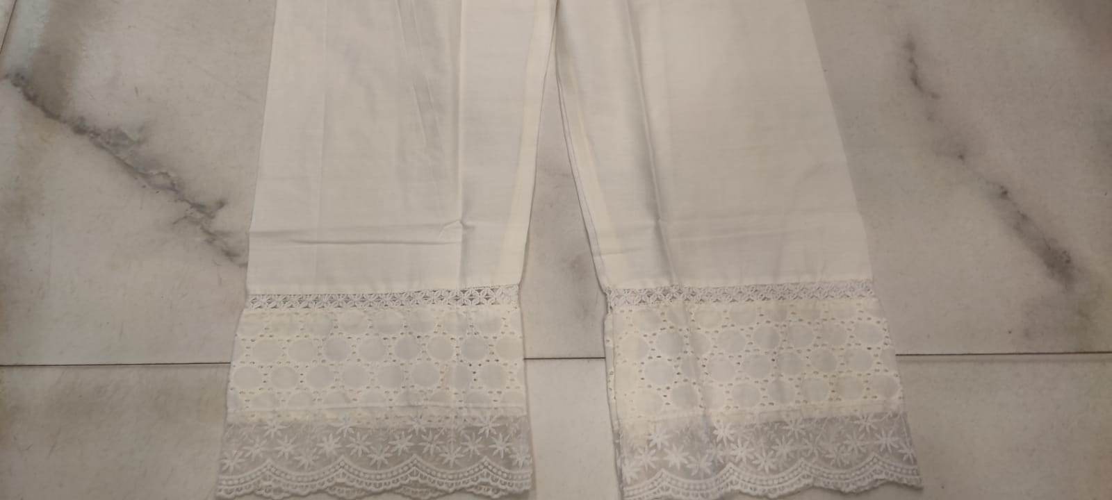 Premium authentic chikan schiffli cotton fabric kurti set - Eraya