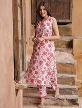 Summer special fine fabric cotton cut sleeves kurti-pant set - Eraya