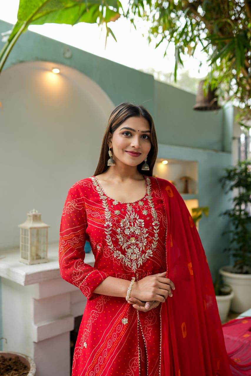 Special Bandhej Print Georgette Skirt Set!! - Eraya