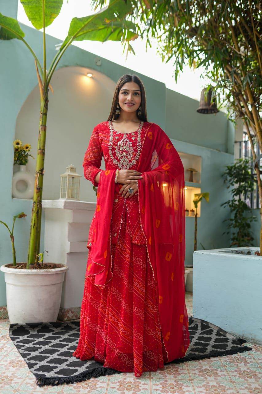 Special Bandhej Print Georgette Skirt Set!! - Eraya