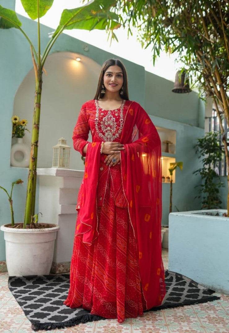 Special Bandhej Print Georgette Skirt Set!! - Eraya