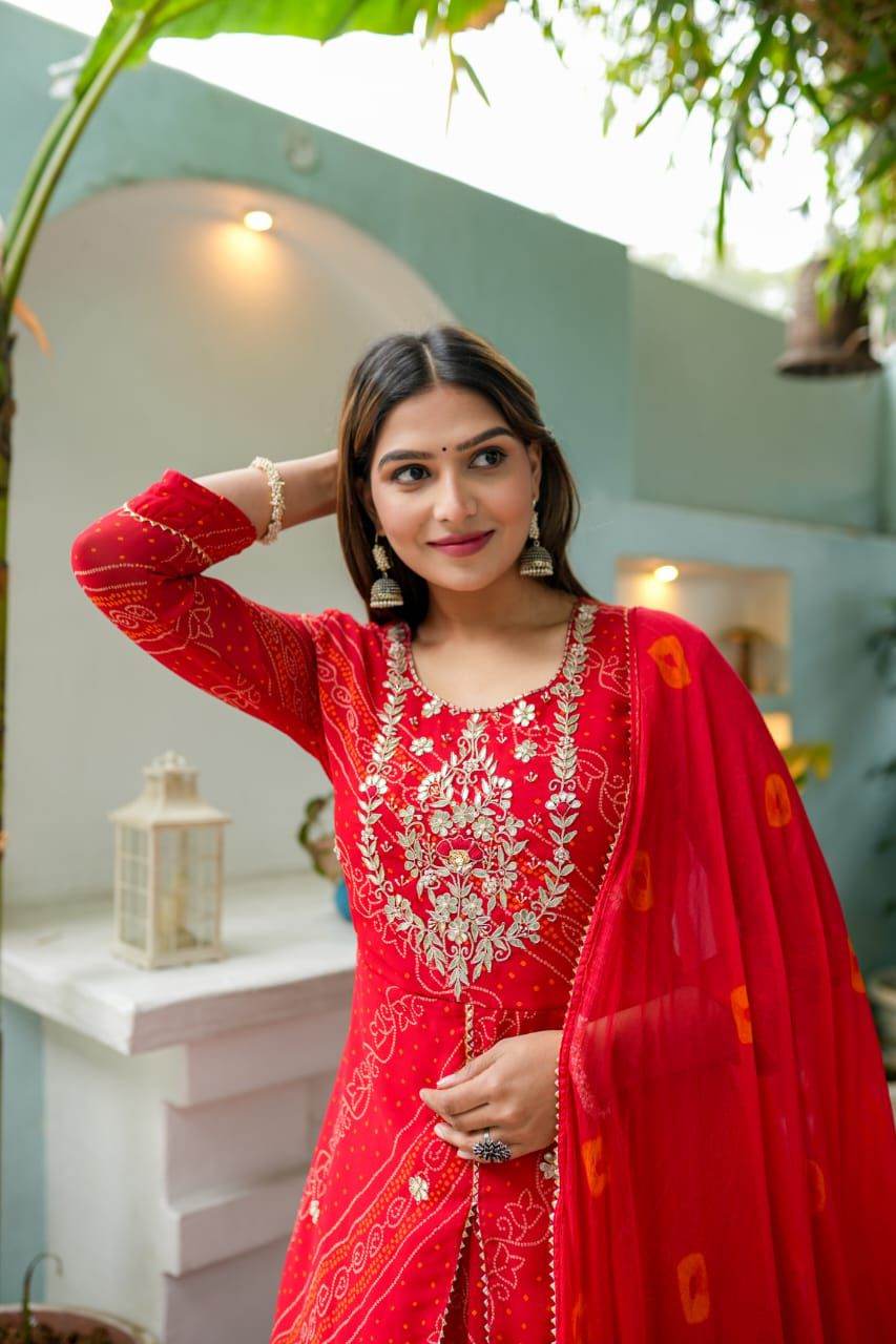 Special Bandhej Print Georgette Skirt Set!! - Eraya