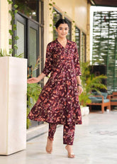 Maslin foil print long co-ord set-II - Eraya