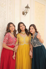 Faux georgette embroidered party wear gown - Eraya