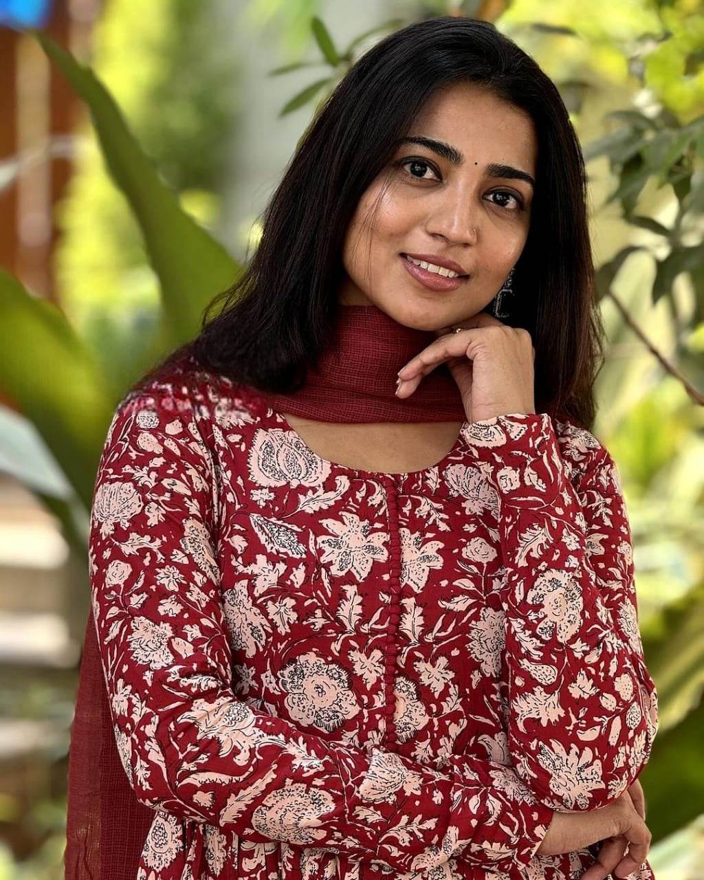 Beautiful anarkali cotton kurti set with kota-doria dupatta - Eraya