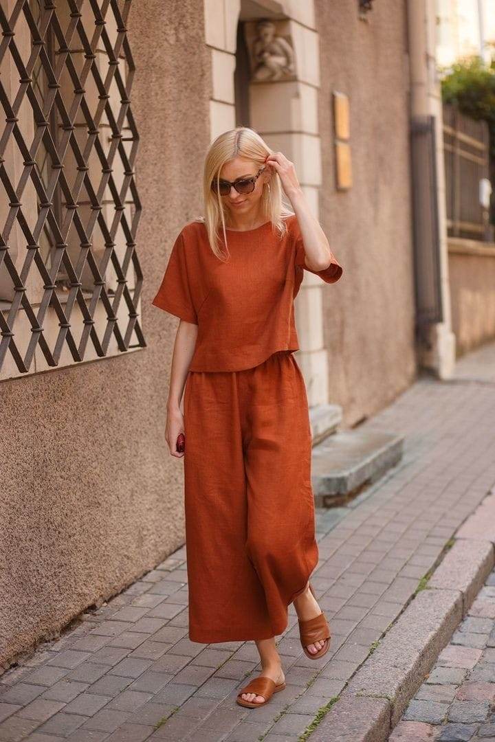 Premium cotton slub fabric top with plazo_5 colour options - Eraya