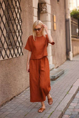 Premium cotton slub fabric top with plazo_5 colour options - Eraya