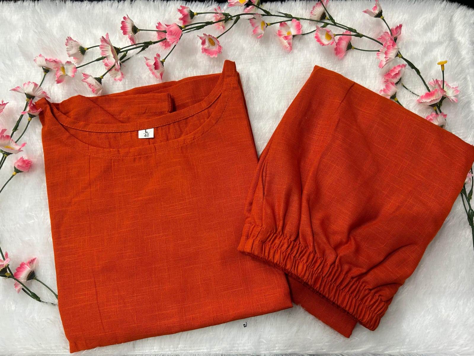 Premium cotton slub fabric top with plazo_5 colour options - Eraya