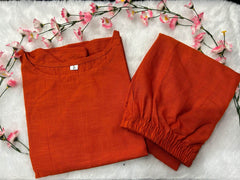 Premium cotton slub fabric top with plazo_5 colour options - Eraya