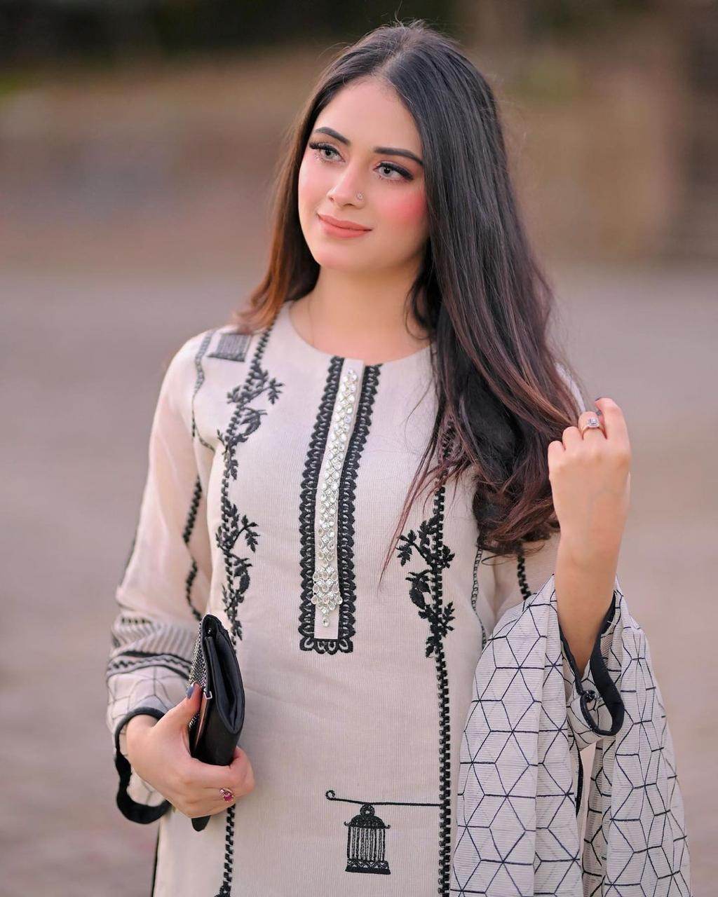 Beautiful cotton dress with unique embroidery work - Eraya