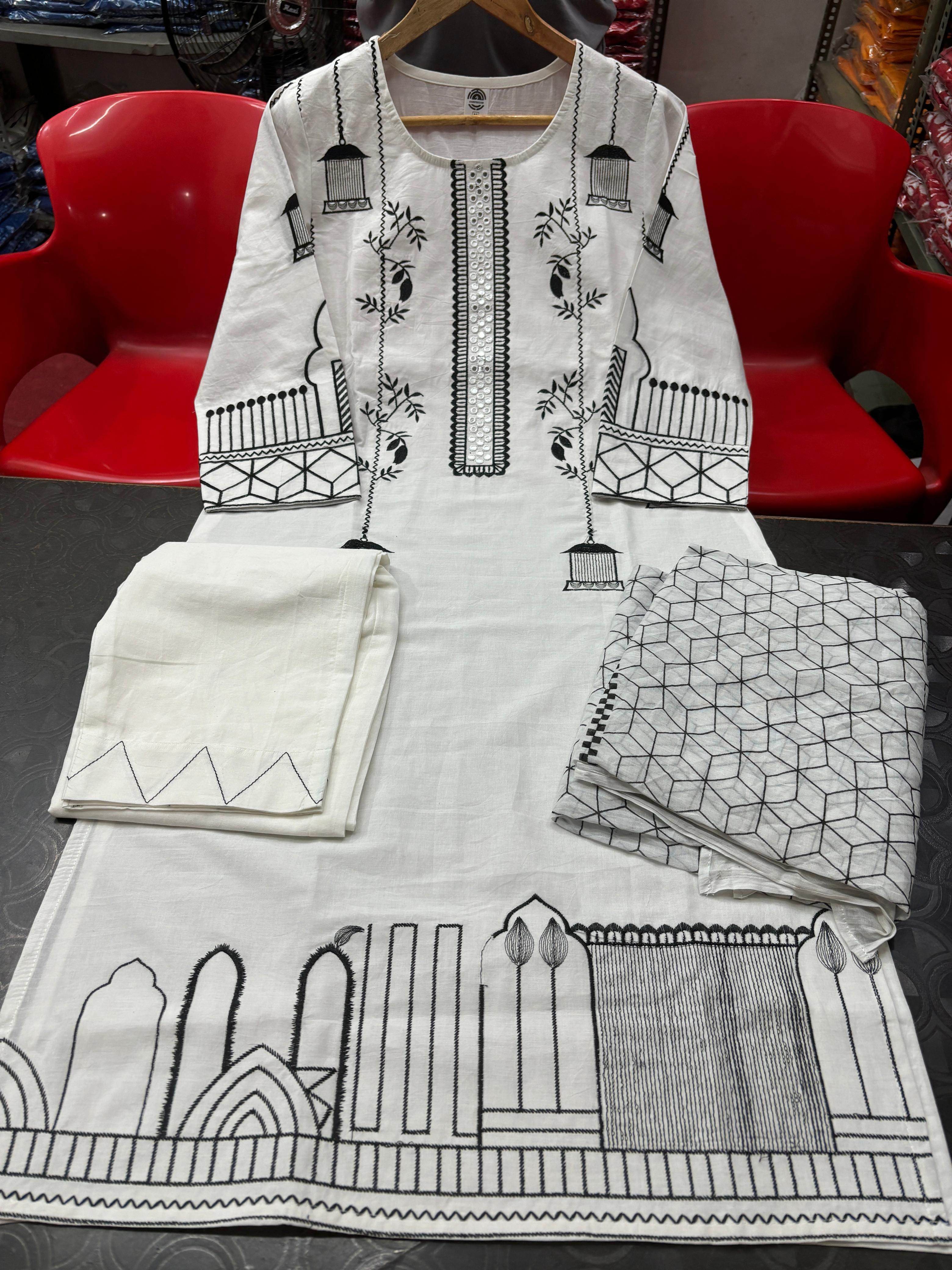 Beautiful cotton dress with unique embroidery work - Eraya