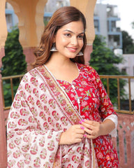 Fine handwork and printed cotton kurti set - Eraya