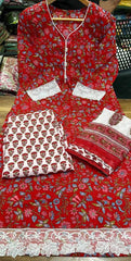Fine handwork and printed cotton kurti set - Eraya
