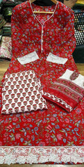 Fine handwork and printed cotton kurti set - Eraya