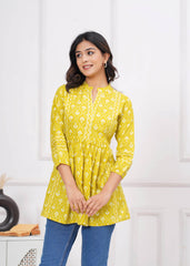 Beautiful proshin print cotton short kurti anarkali pattern - Eraya