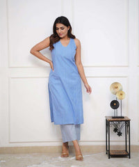Classy Cotton handloom kantha work kurti with plazo_3colours - Eraya