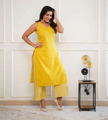 Classy Cotton handloom kantha work kurti with plazo_3colours - Eraya