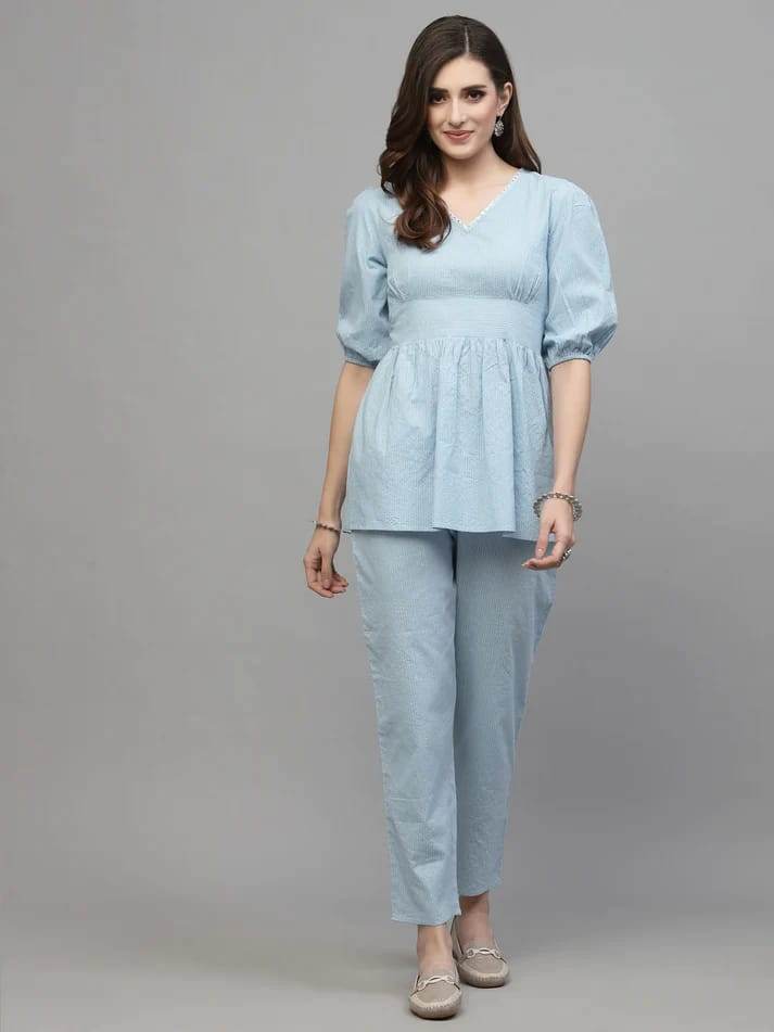 Premium kantha cotton embroidery work co-ord set - Eraya