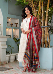Pure lucknowi chikankari anarkali kurta with chanderi digital print dupatta - Eraya
