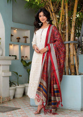 Pure lucknowi chikankari anarkali kurta with chanderi digital print dupatta - Eraya