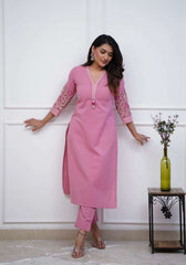 Heavy cotton exquisite sequence & thread embroidery work kurti set-II - Eraya