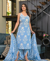 Summer special cut sleeve pure fine cotton ekatra print kurta pant and dupatta set - Eraya