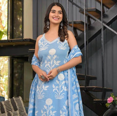 Summer special cut sleeve pure fine cotton ekatra print kurta pant and dupatta set - Eraya