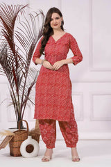 Pure cotton lahariya print kurti-pant set_4 colours - Eraya