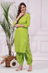 Pure cotton lahariya print kurti-pant set_4 colours - Eraya