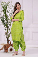 Pure cotton lahariya print kurti-pant set_4 colours - Eraya