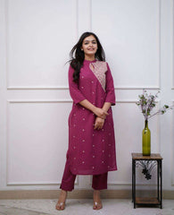 Summer special beautiful cotton fabric embroidered co-ord set - Eraya
