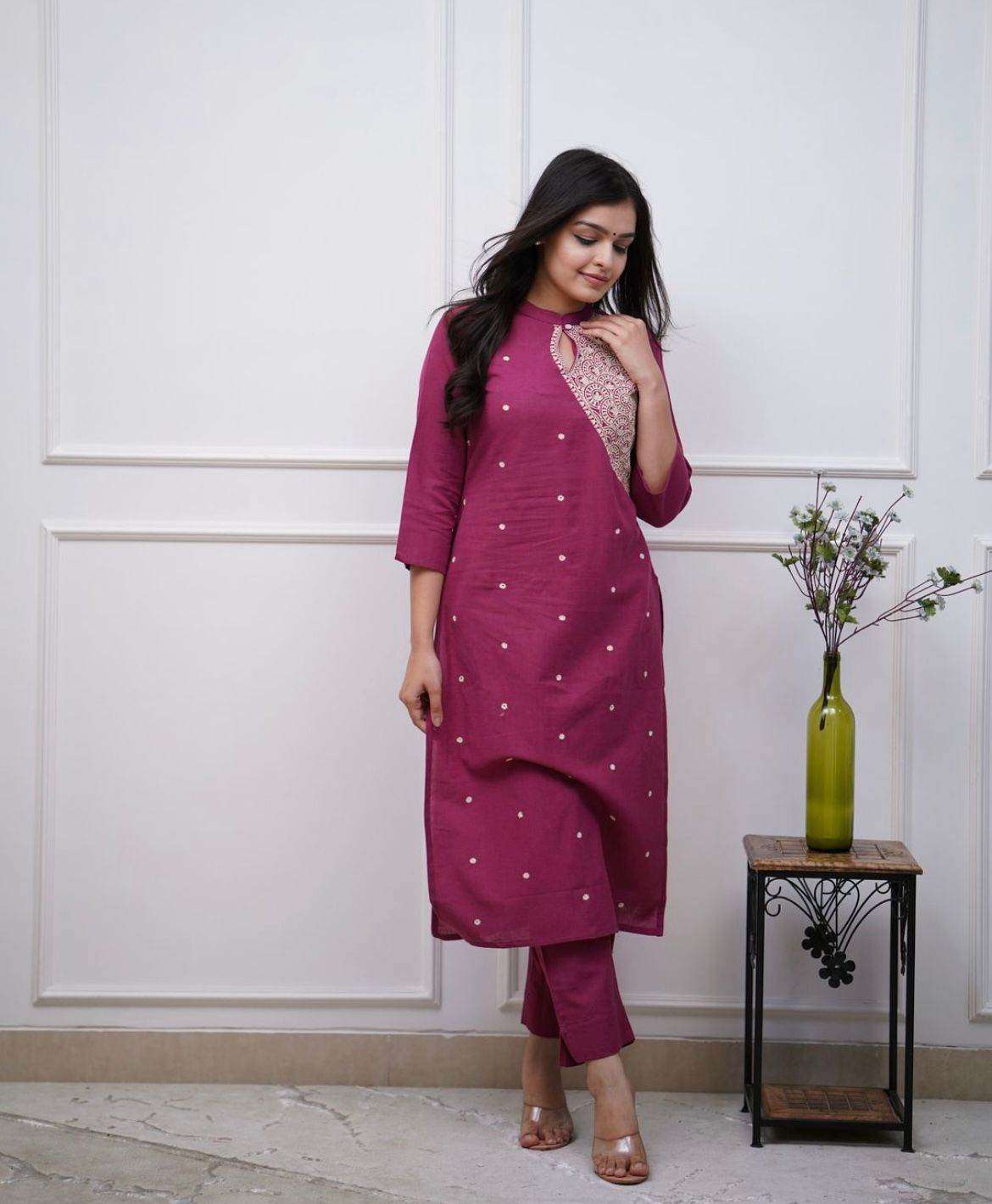 Summer special beautiful cotton fabric embroidered co-ord set - Eraya