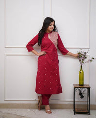 Summer special beautiful cotton fabric embroidered co-ord set - Eraya