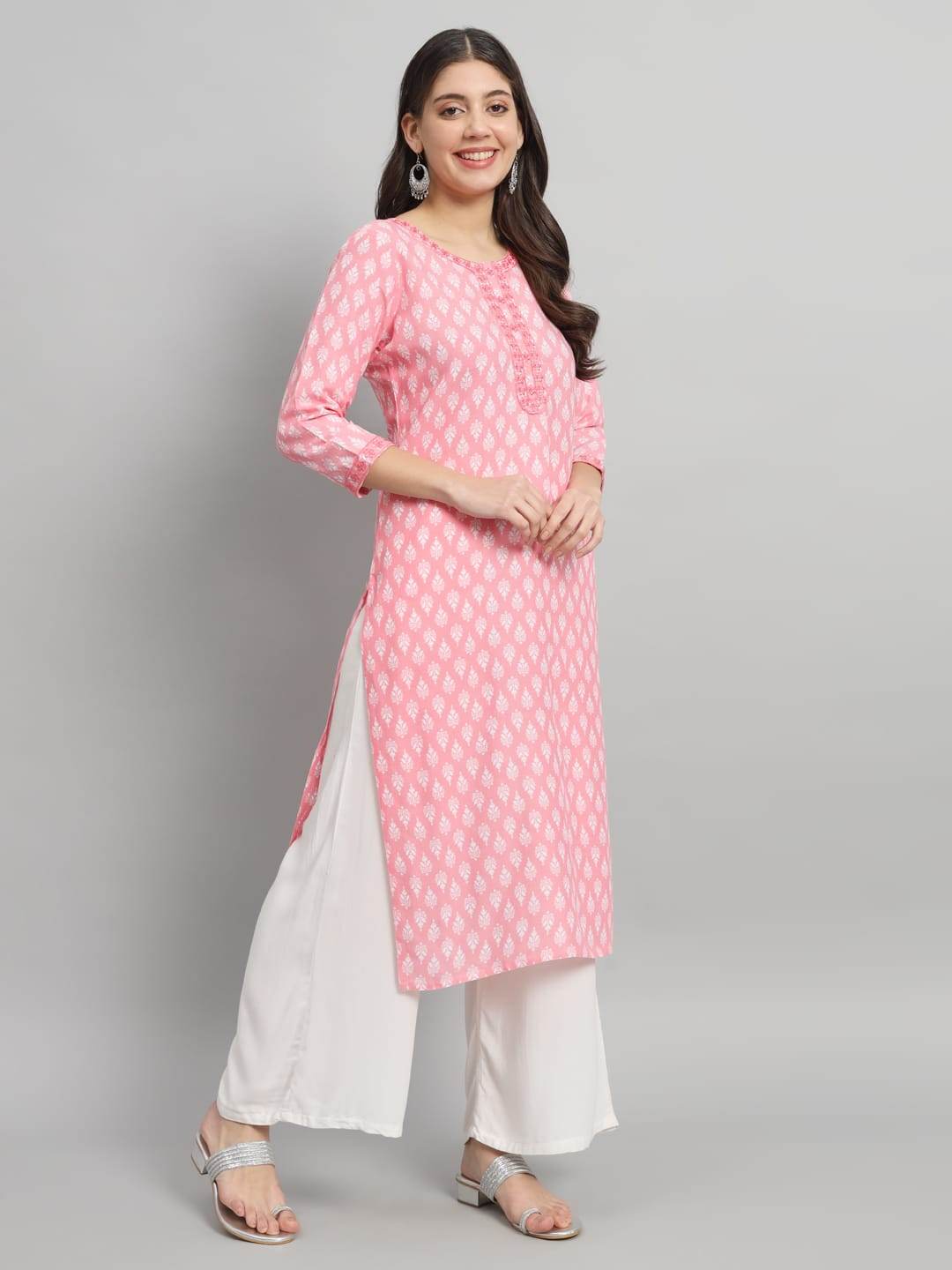 Procion printed rayon straight kurta pant set - Eraya