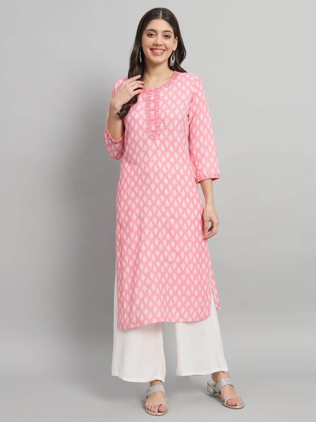 Procion printed rayon straight kurta pant set - Eraya