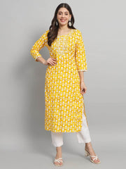 Procion printed rayon straight kurta pant set - Eraya