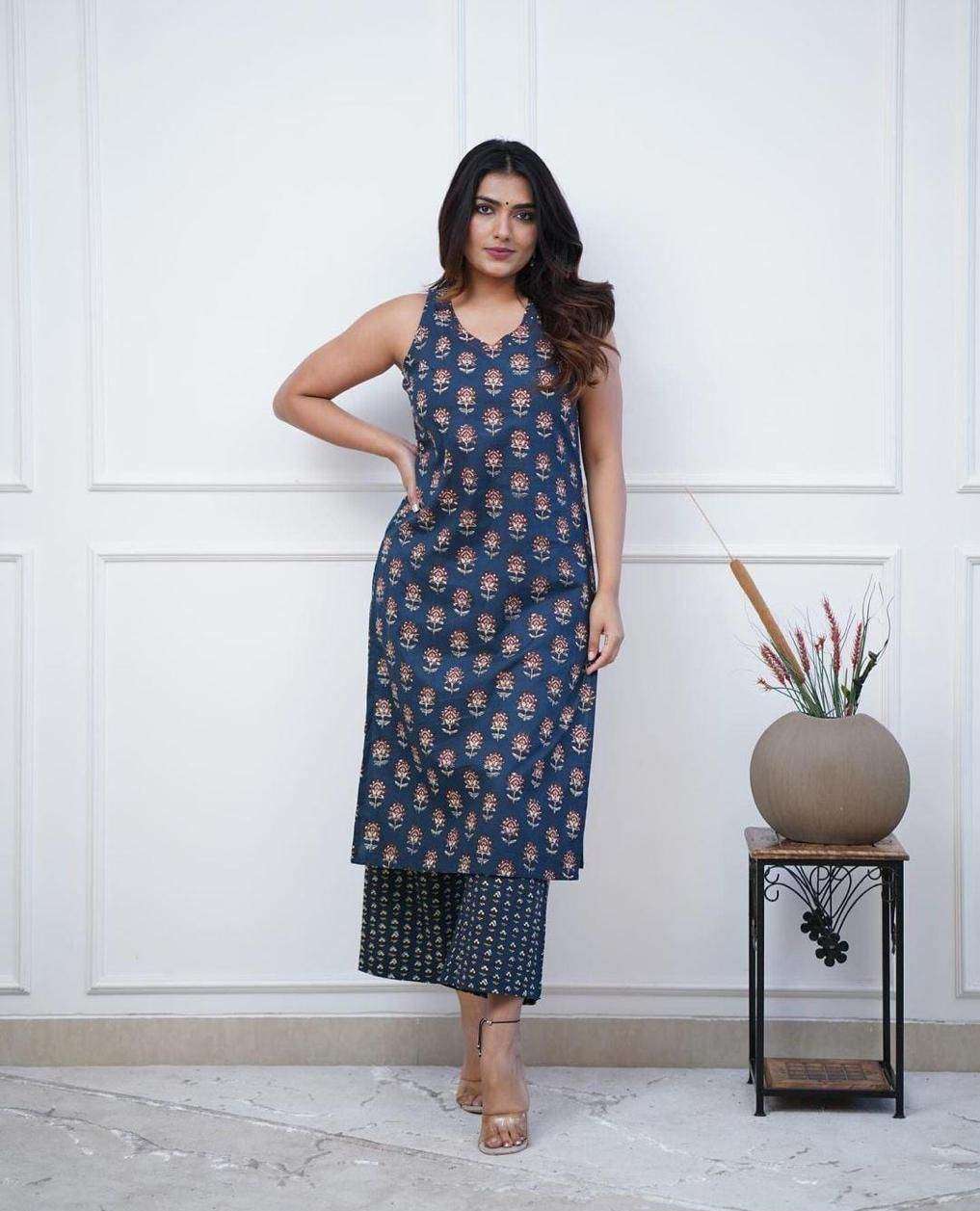 Pure cotton summer chic cut sleeves printed co-ord set - Eraya