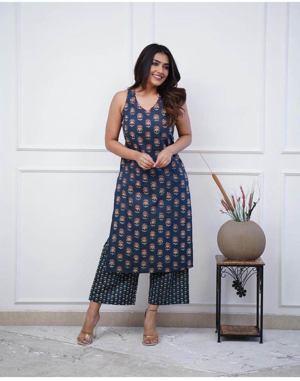 Pure cotton summer chic cut sleeves printed co-ord set - Eraya