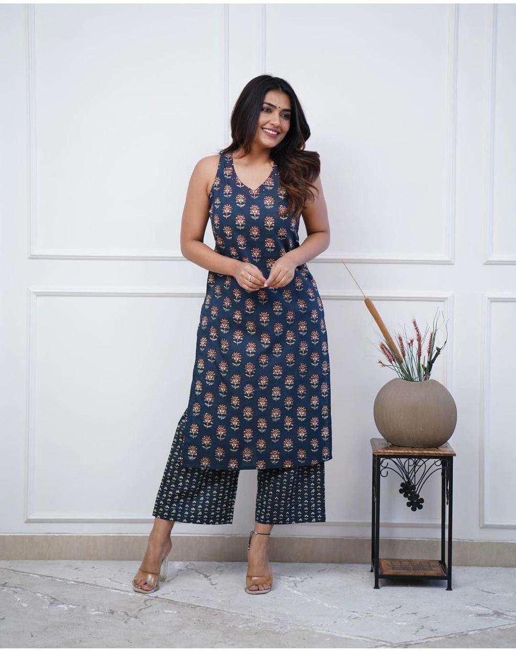 Pure cotton summer chic cut sleeves printed co-ord set - Eraya