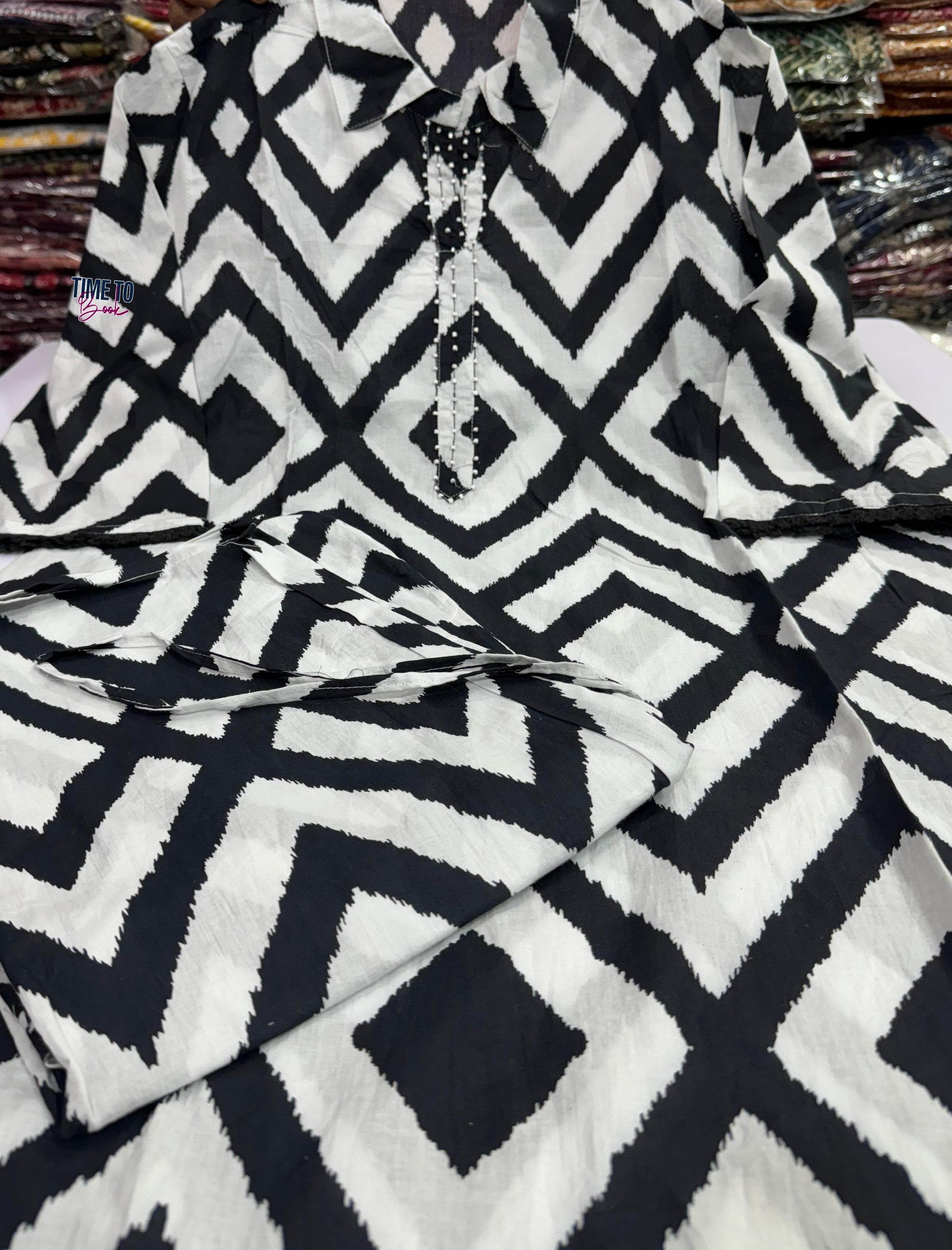 Beautiful black lined cotton co-ord set - Eraya