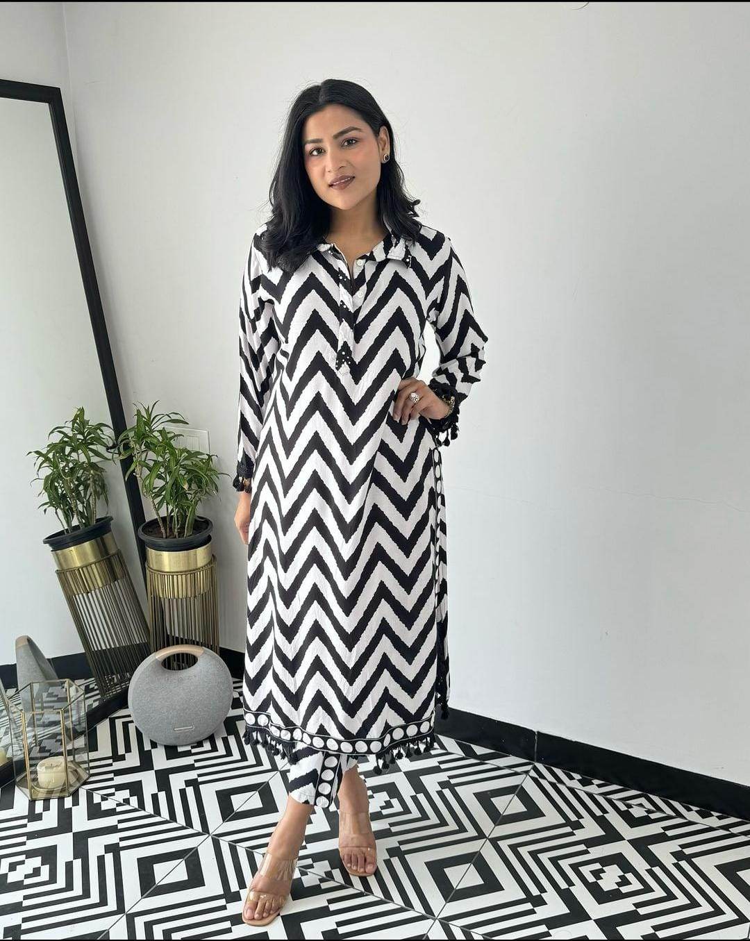 Beautiful black lined cotton co-ord set - Eraya