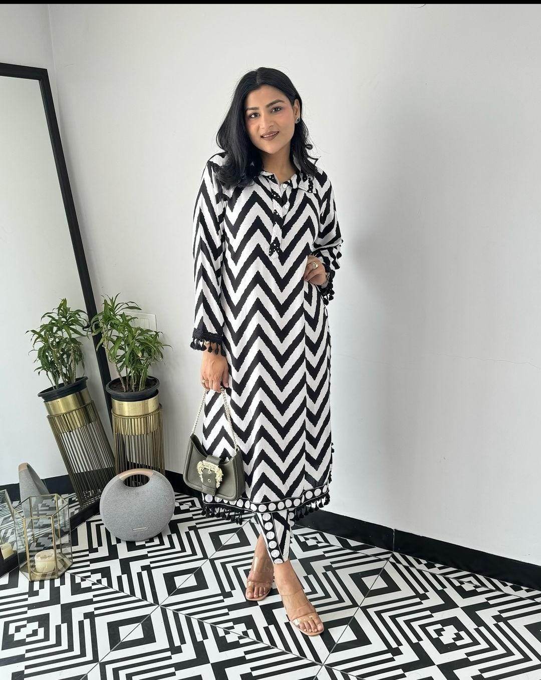 Beautiful black lined cotton co-ord set - Eraya